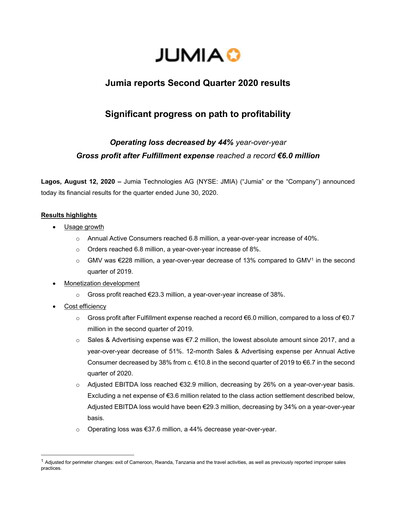 Miniature Jumia Rapport trimestriel 2020-q2