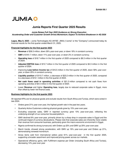 Miniature Jumia Rapport trimestriel 2025-q1
