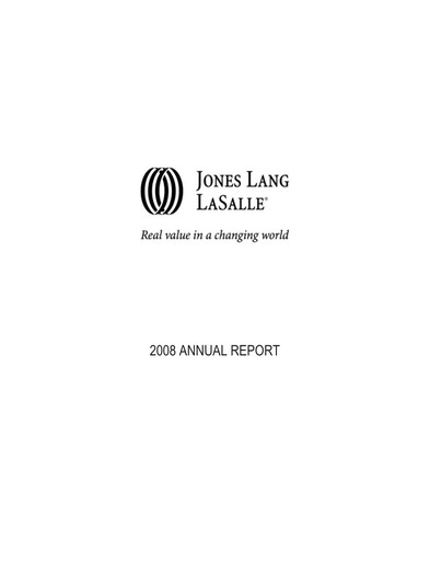 Thumbnail Jones Lang LaSalle Annual Report 2008