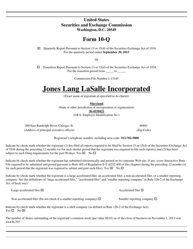 Thumbnail Jones Lang LaSalle Quarterly Report 2013-q3