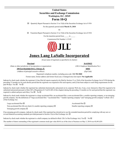 Thumbnail Jones Lang LaSalle Quarterly Report 2018-q1