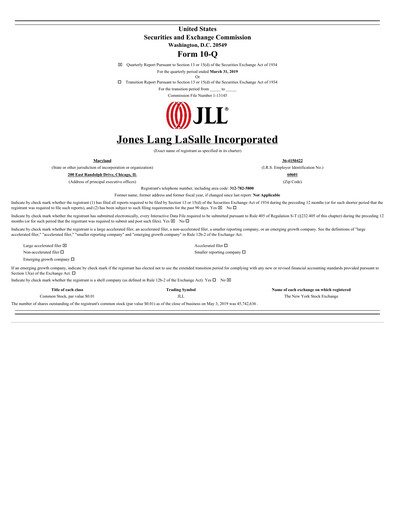 Thumbnail Jones Lang LaSalle Quarterly Report 2019-q1