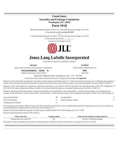 Thumbnail Jones Lang LaSalle Quarterly Report 2019-q2