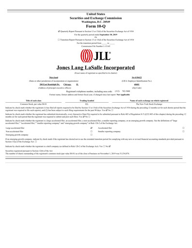 Thumbnail Jones Lang LaSalle Quarterly Report 2019-q3