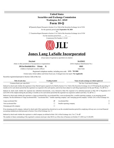 Thumbnail Jones Lang LaSalle Quarterly Report 2020-q3