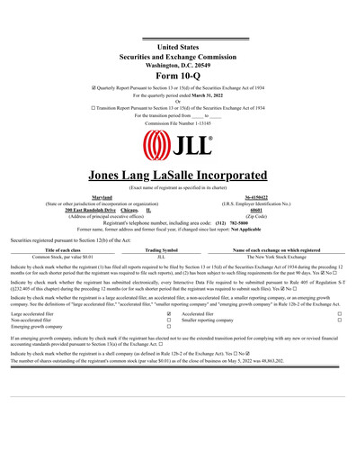Thumbnail Jones Lang LaSalle Quarterly Report 2022-q1