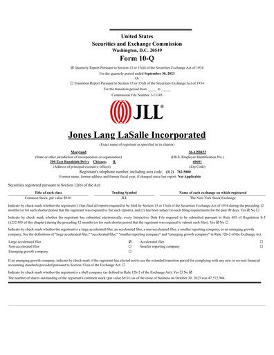 Thumbnail Jones Lang LaSalle Quarterly Report 2023-q3
