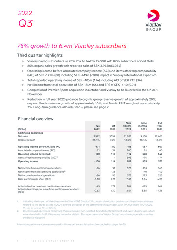 Thumbnail Viaplay Group Quarterly Report 2022-q3