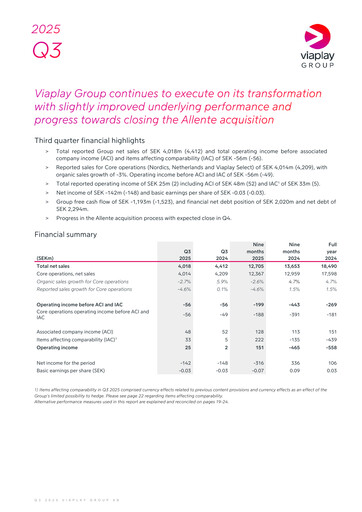 Thumbnail Viaplay Group Quarterly Report 2025-q3