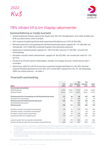 Thumbnail Viaplay Group Quarterly Report 2022-q3