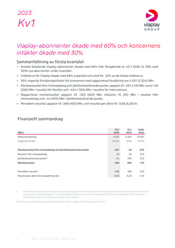 Thumbnail Viaplay Group Quarterly Report 2023-q1