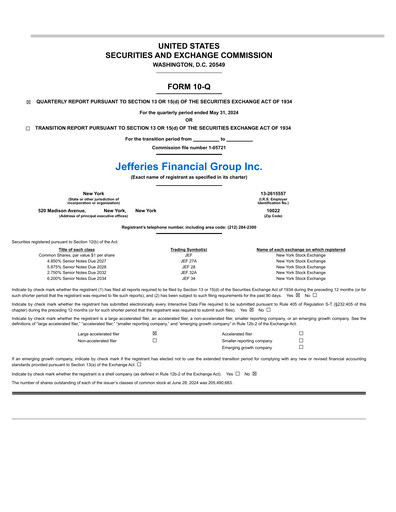 Vorschaubild Jefferies Financial Group
 Quartalsbericht 2024-q2