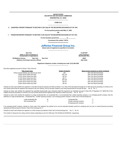 Vorschaubild Jefferies Financial Group
 Quartalsbericht 2026-q2