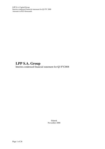 Miniature LPP SA Rapport trimestriel 2008-q3