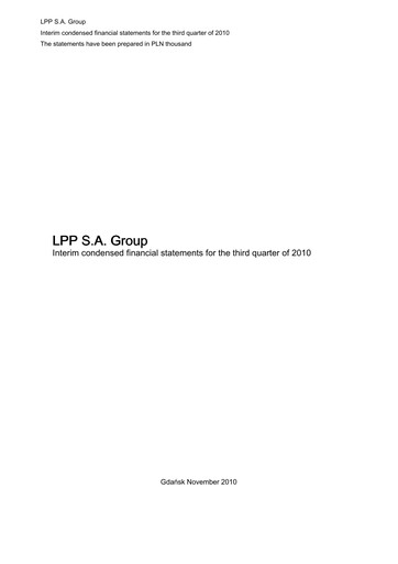 Miniature LPP SA Rapport trimestriel 2010-q3