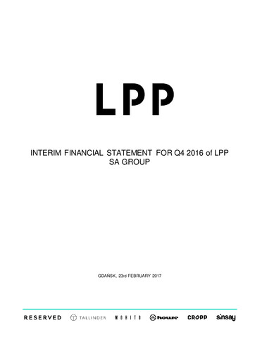 Miniature LPP SA Rapport trimestriel 2016-q4