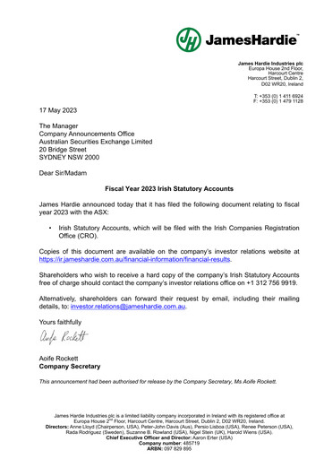 Thumbnail James Hardie Industries
 Financial Statement fy2023