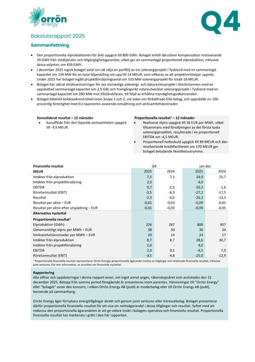 Thumbnail Orrön Energy Financial Report 2025
