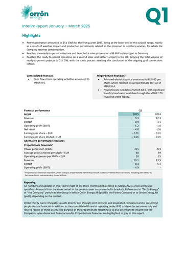 Thumbnail Orrön Energy Quarterly Report 2025-q1