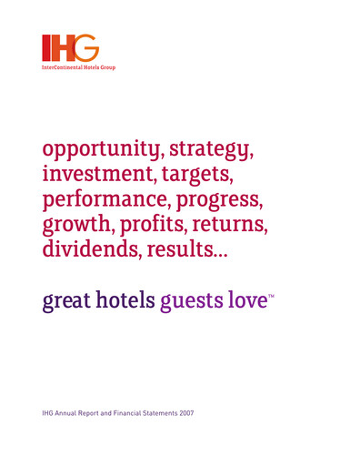 Thumbnail InterContinental Hotels Group
 Annual Report 2007