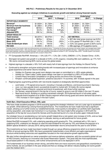 Thumbnail InterContinental Hotels Group
 Financial Report 2018