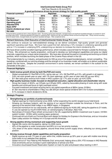 Thumbnail InterContinental Hotels Group
 Half-year Report 2016