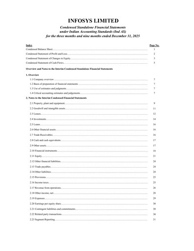 Thumbnail Infosys Financial Statement 2025-q3