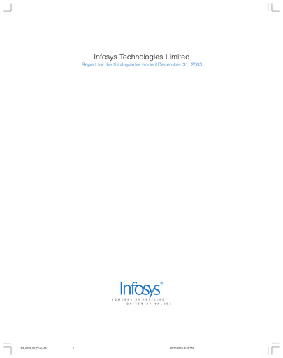Thumbnail Infosys Quarterly Report 2003-q3