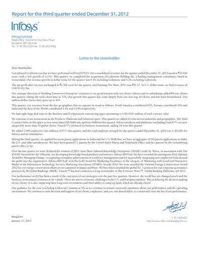 Thumbnail Infosys Quarterly Report 2012-q3