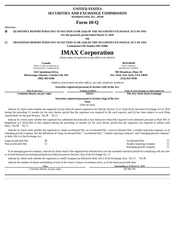 Thumbnail Imax Corp Quarterly Report 2020-q1