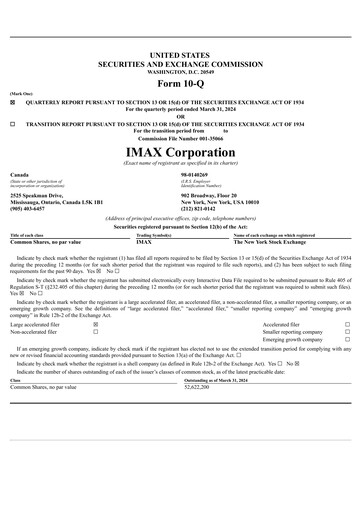 Thumbnail Imax Corp Quarterly Report 2024-q1