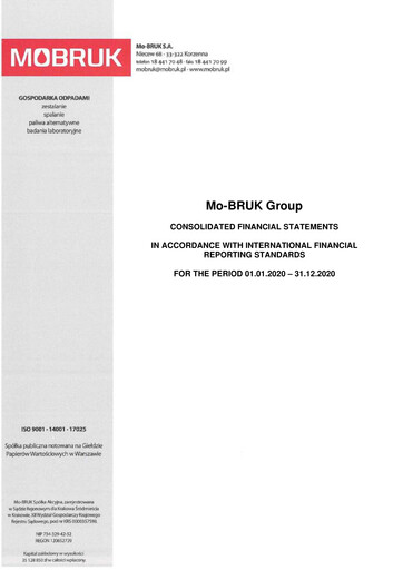 Thumbnail Mo-BRUK S.A. Financial Statement 2020