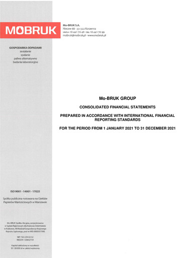 Thumbnail Mo-BRUK S.A. Financial Statement 2021