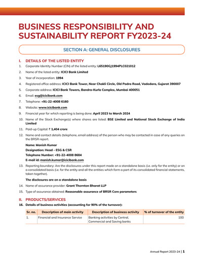 Thumbnail ICICI Bank Sustainability Report 2023-2024