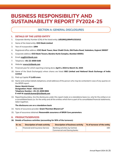 Thumbnail ICICI Bank Sustainability Report 2024-2025