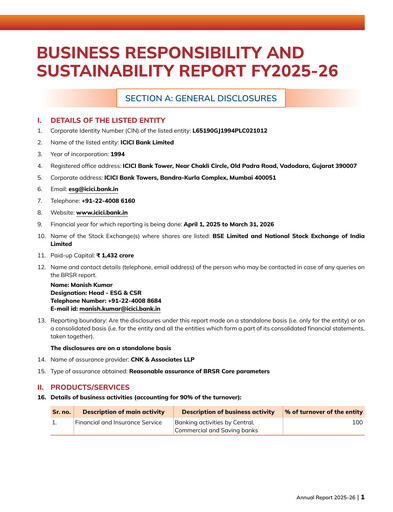 Thumbnail ICICI Bank Sustainability Report 2025-2026