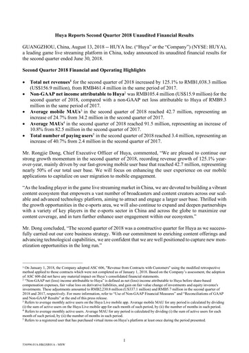 Miniature Huya Rapport trimestriel 2018-q2