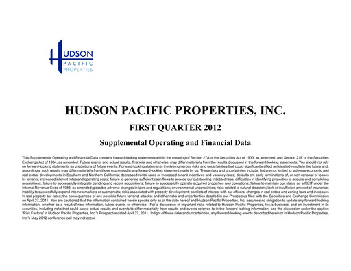 Thumbnail Hudson Pacific Properties
 Quarterly Report 2012-q1