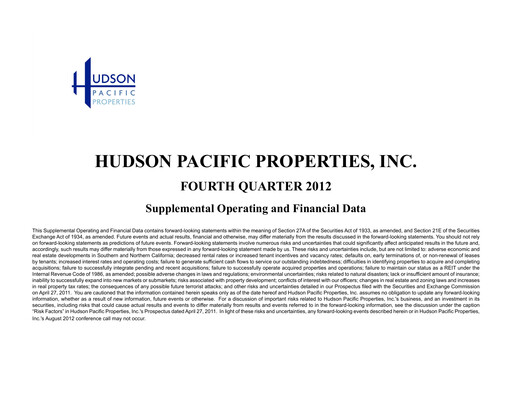 Thumbnail Hudson Pacific Properties
 Quarterly Report 2012-q4