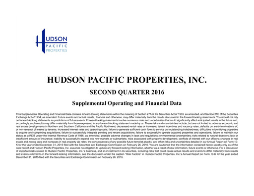 Thumbnail Hudson Pacific Properties
 Quarterly Report 2016-q2