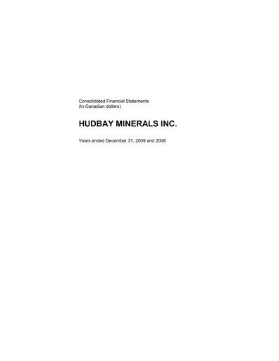 Thumbnail Hudbay Minerals
 Financial Statement 2009