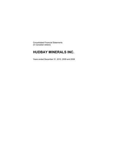 Thumbnail Hudbay Minerals
 Financial Statement 2010