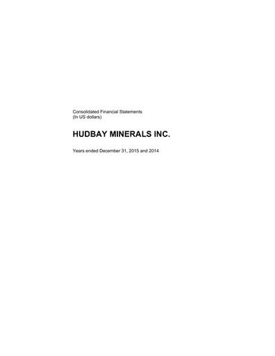 Thumbnail Hudbay Minerals
 Financial Statement 2015