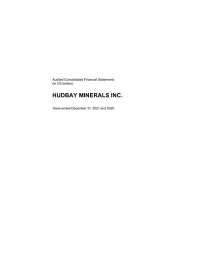 Thumbnail Hudbay Minerals
 Financial Statement 2021