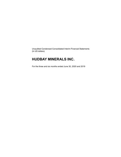 Thumbnail Hudbay Minerals
 Quarterly Report 2020-q2