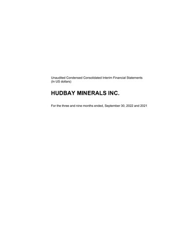 Thumbnail Hudbay Minerals
 Quarterly Report 2022-q3