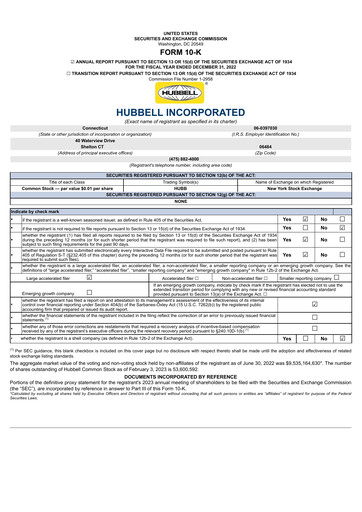 Thumbnail Hubbell Annual Report 2022