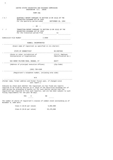 Thumbnail Hubbell Quarterly Report 1994-q3