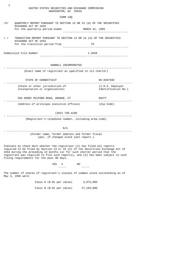 Thumbnail Hubbell Quarterly Report 1995-q1
