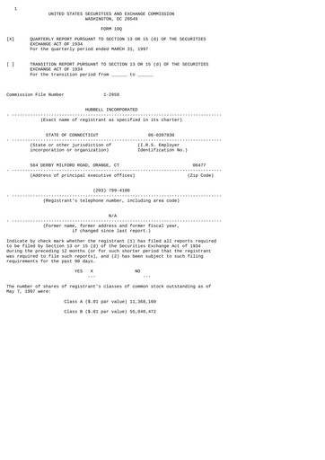 Thumbnail Hubbell Quarterly Report 1997-q1